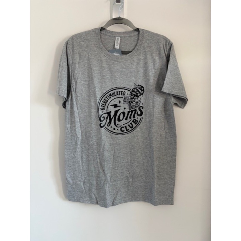 Wild Harmony Overstimulated Moms‎ Club Skeleton Graphic T-Shirt Gray Womens Med